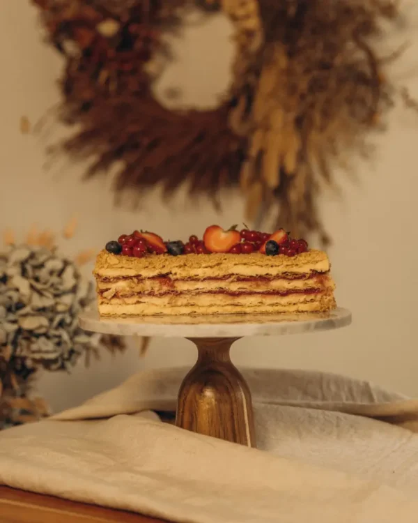 Pistachio Napoleon Cake with Raspberry Pistachio Napoleon cake with raspberry by Lila Bakery