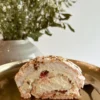 Inside texture of Meringue Roll with cream cheese and berries
