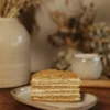 Honey Cake Slice – Medovik Slice of Honey Cake (Medovik) on a plate